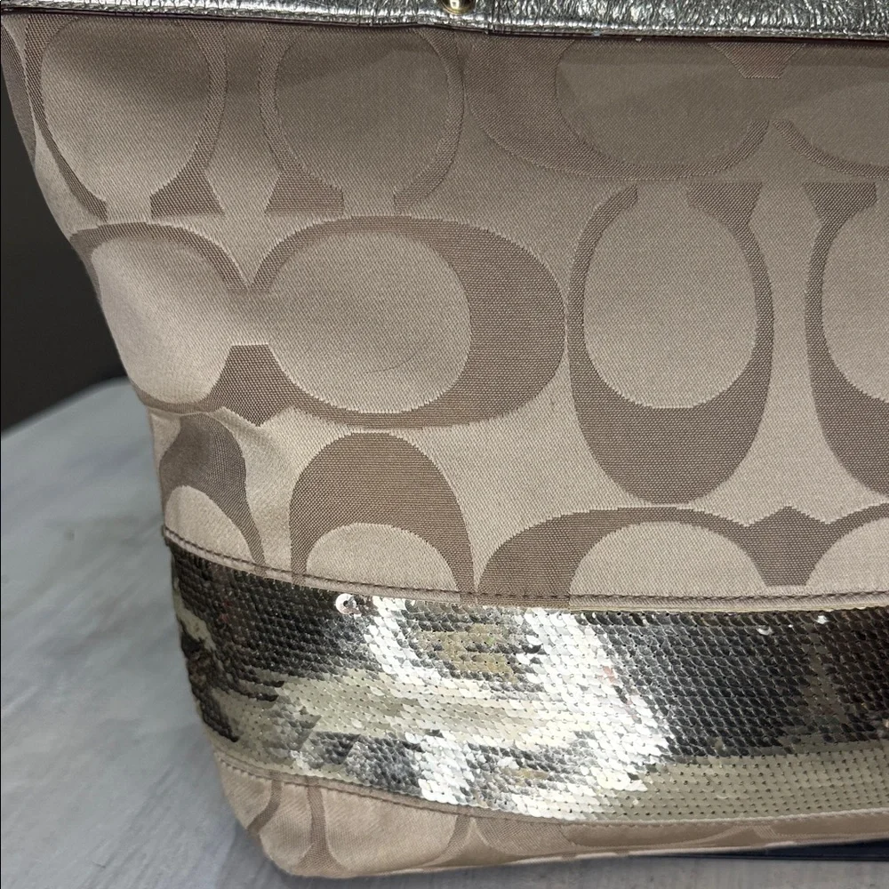 Coach Gold and Tan Signature Tote